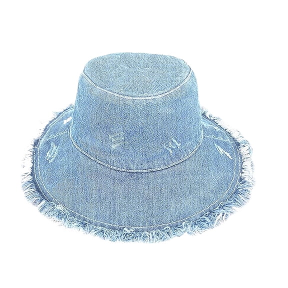 Jean Bucket Hats for Women, Denim Every Day Hat,Frayed Bucket Hat,Trendy Outdoor Summer Hat