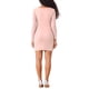 thumbnail image 3 of Vestido de fiesta de manga larga con cuello drapeado y brillo INSPIRE CHIC para mujer, vestido mini ajustado de club en color rosa XL, 3 of 6