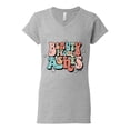thumbnail image 2 of Wild Bobby Beauty From Ashes Groovy Font With Stars Vintage Women Standard V-Neck Tee, Heather Grey, Small, 2 of 6