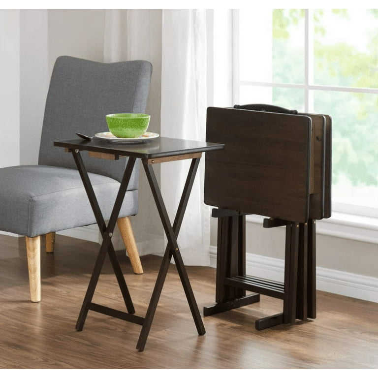 Mainstays Indoor Folding Table Set of 4 in Walnut L19 x W15 x H26