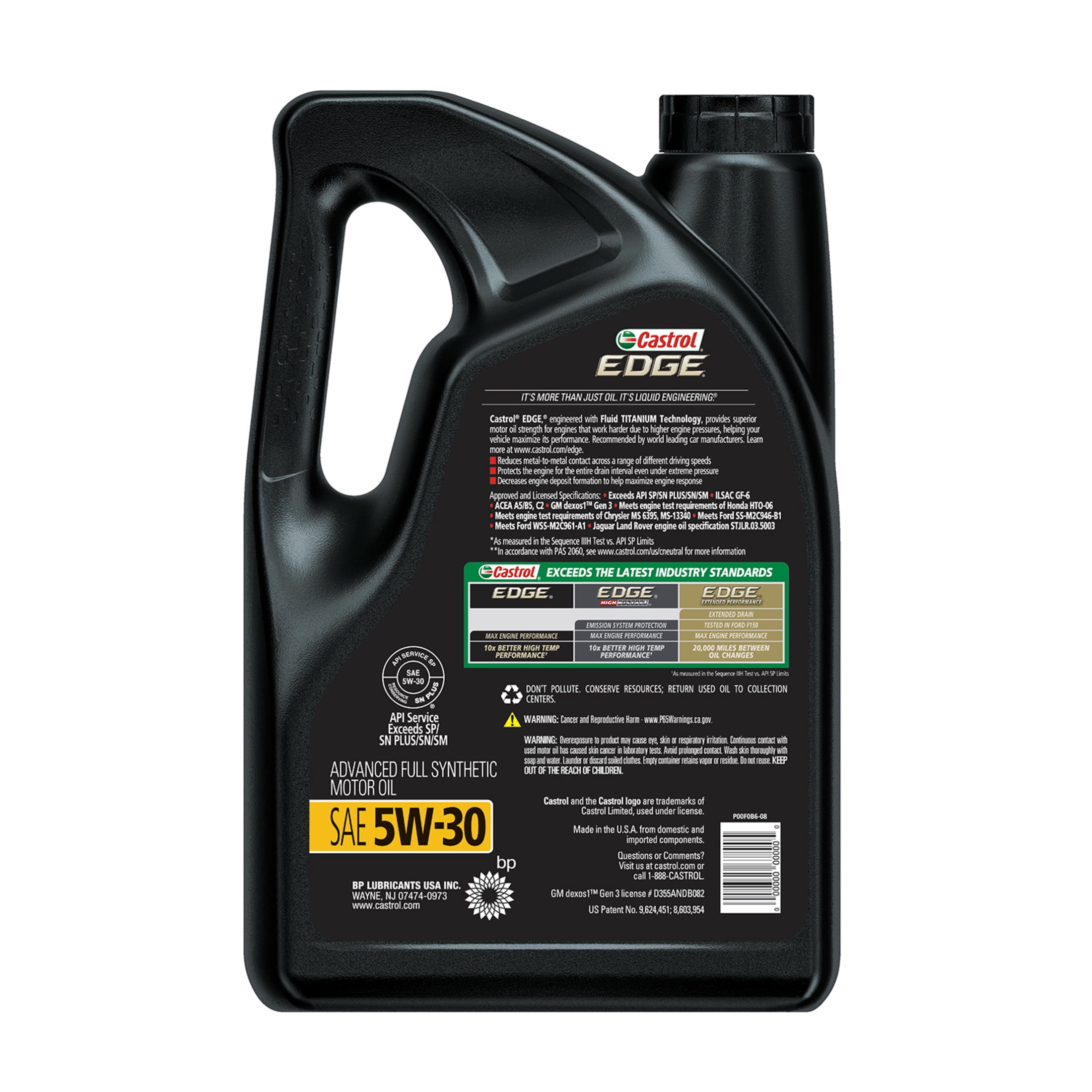 Castrol EDGE 5W-30 Advanced Full Synthetic Motor Oil, 5 Quarts, Case of 3