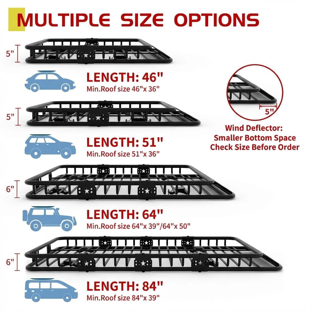 AIKKYS Roof Rack Cargo Basket,51"x 36"x 5" Universal Roof Rack Cargo Carrier,200lb Capacity,Top Luggage Storage Holder Basket for SUV,Trucks,Car,Black