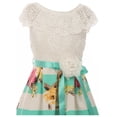 thumbnail image 4 of Big Girls' Off Shoulder Floral Lace Stripe Holiday Party Flower Girl Dress Mint 14 (J21KS29), 4 of 4