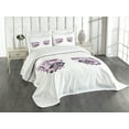 thumbnail image 3 of Ambesonne Eyelash Quilted Bedspread Set 3 Pcs, Fantasy Look Blossoms, Queen Size, Violet Lilac Grey, 3 of 5