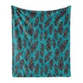thumbnail image 1 of Peacock Mandala Soft Flannel Fleece Throw Blanket, Flyaway Colorful Feathers Turquoise Damask Style Mandala Backdrop, Cozy Plush for Indoor and Outdoor Use, 50" x 70", Multicolor, by Ambesonne, 1 of 6