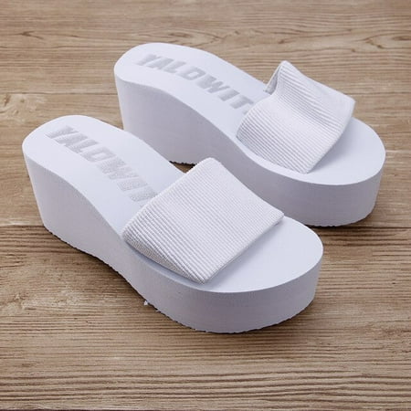 

SYNXDN Summer Wedges Heels Fabric Woman Slippers Beach Slides For Women Platform Summer Sandals Zapatos Mujer 34-42 Wholesale