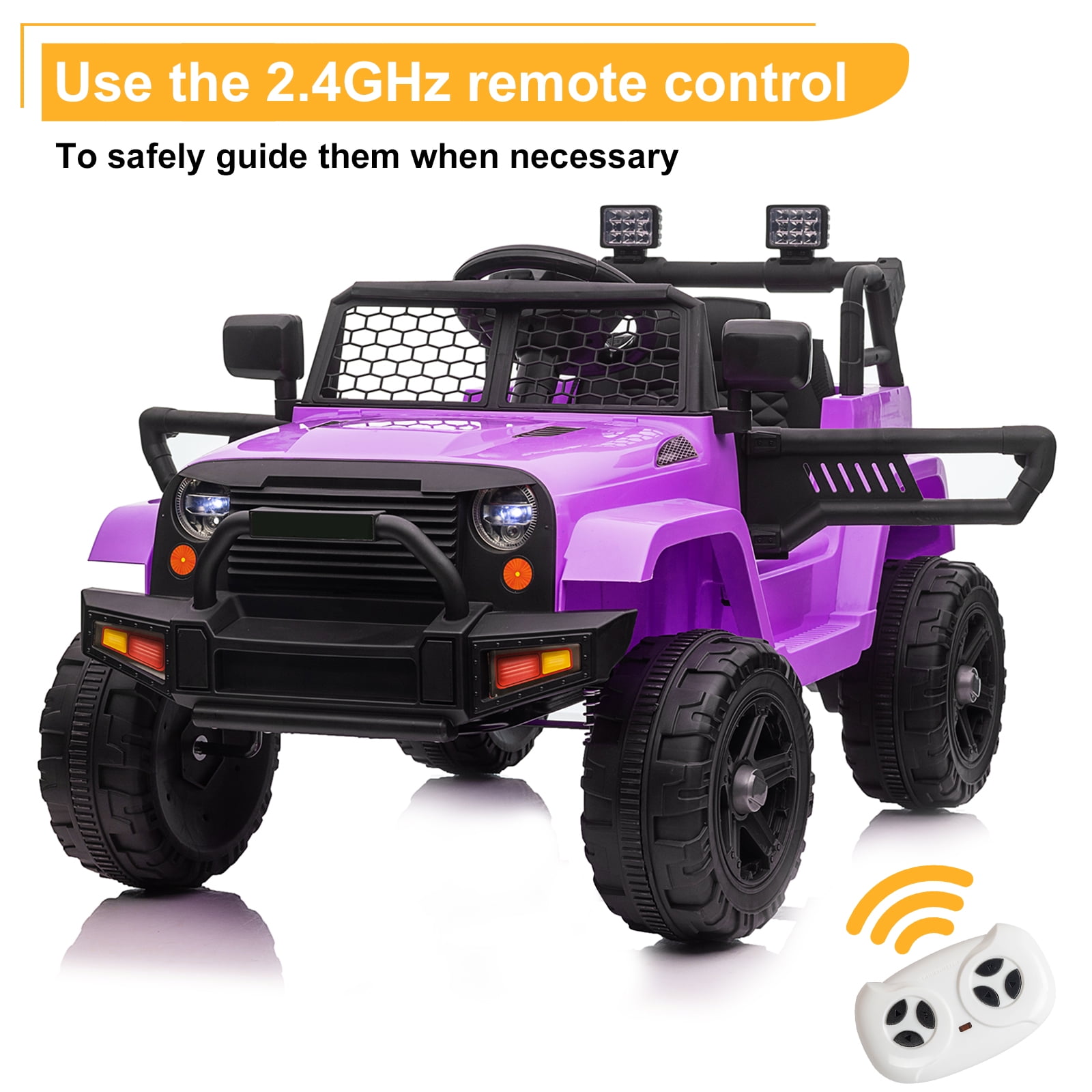 LEADZM ASTM Certified 12V Dual Drive Jeep with 2.4G Remote Control Safe Durable and Fun Ride On for Kids Purple Walmart