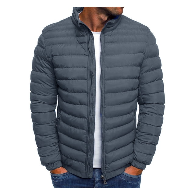 ZAXARRA Men's Lightweight Packable Down Puffer Jacket Winter Down Jacket Short Full-Zip Down Coat Water-Resistant Packable