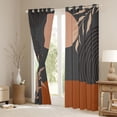 thumbnail image 3 of Manfei Boho Sun and Leaf Blackout Curtains, Mid Century Geometric Curtains Pack of 2 (42x84 Each), Gray and Blush, 3 of 6