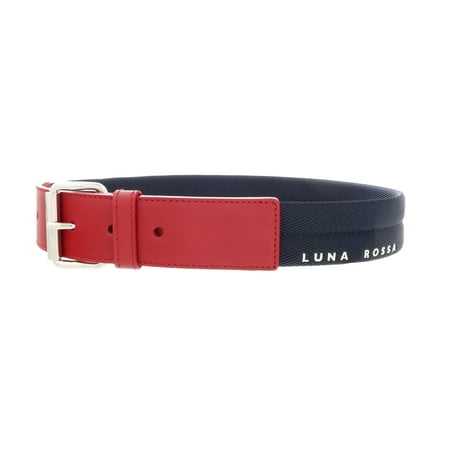 

LUNA ROSSA Blue/Red Leather Trimmed Woven Belt-25 for Womens