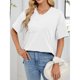 thumbnail image 3 of Camiseta de Manga Corta de Bolsillo de Cuello en V de Color Sólido, con Detalle Del Doblado de la Hendidura para el Uso Diario Y de Ocio, 3 of 7