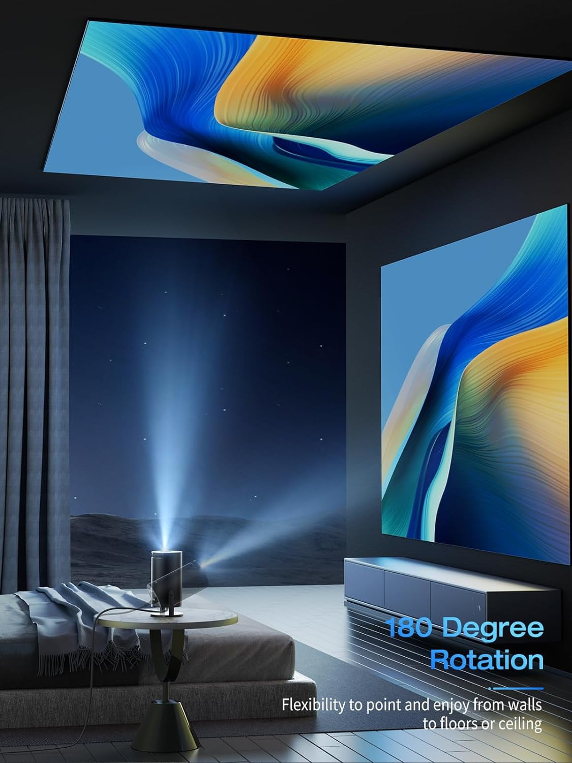 Dracolight 4K Mini Projector with WiFi and Bluetooth, 180° Rotation & Auto Keystone, Full HD 1080P Supported, Portable Outdoor Projector