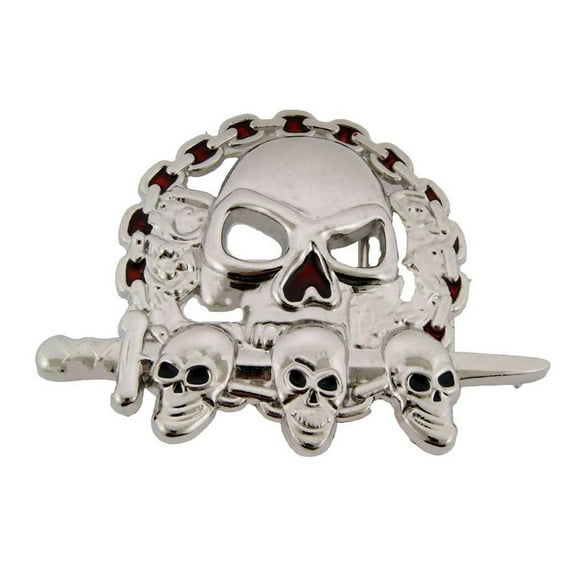 Skull belt Buckle Skeletons on Sword Silver Metal Halloween Party Costume New