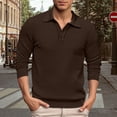 thumbnail image 4 of Men Polo T Shirts Long Sleeve Button Down Tees Shirt Loose Fit Coffee Men T Shirts, 4 of 4
