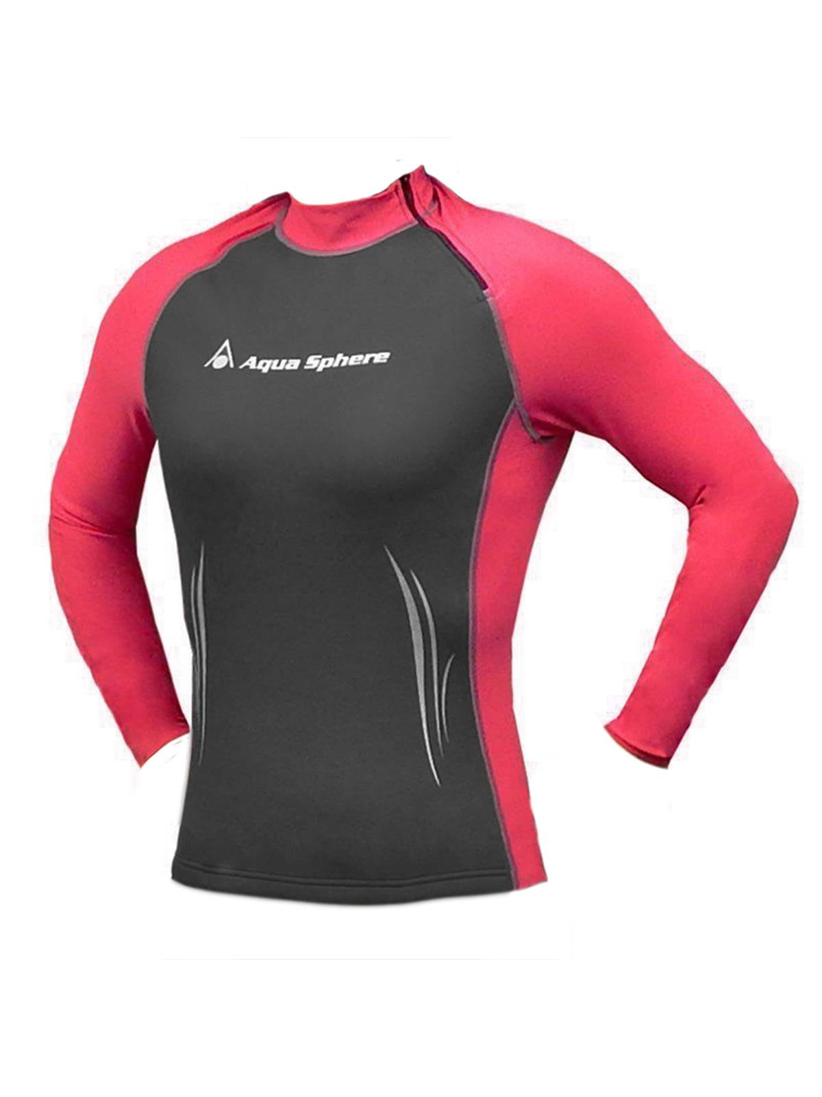 Aqua Sphere Womens Swim Skin Wetsuit Top Long Sleeve High Neck Rash Guard  Shirt