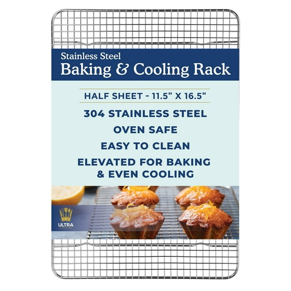 Ultra Cuisine Rejilla de enfriamiento resistente para cocinar y hornear - Rejilla para hornear y rejilla de enfriamiento de alambre 100% de acero inoxidable - Rejillas para enfriar galletas para horne