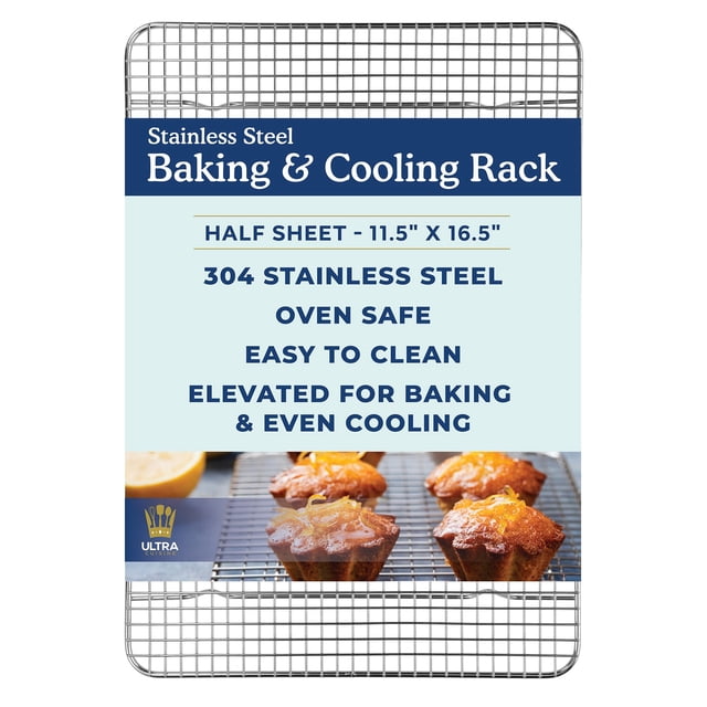 Ultra Cuisine Rejilla de enfriamiento resistente para cocinar y hornear - Rejilla para hornear y rejilla de enfriamiento de alambre 100% de acero inoxidable - Rejillas para enfriar galletas para horne