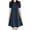 Navy, variant on Women's Casual Short Sleeve Midi Dresses Stylish Button Front A-Line Swing Dresses with Puff Sleeves & Tiered Hem