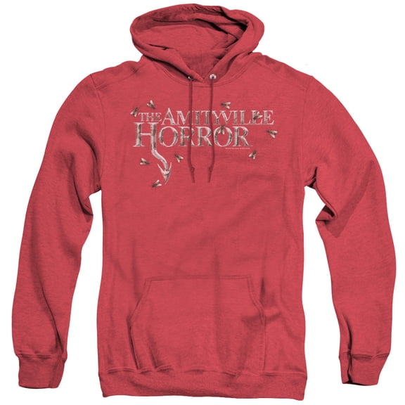 Amityville Horror Flies Adult Heather Hoodie Sweatshirt Red