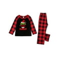 thumbnail image 2 of Argulvti Christmas Pajamas for Family Long Sleeve Cartoon Print Tops + Plaid Trousers Set Holiday Nightwear, 2 of 5
