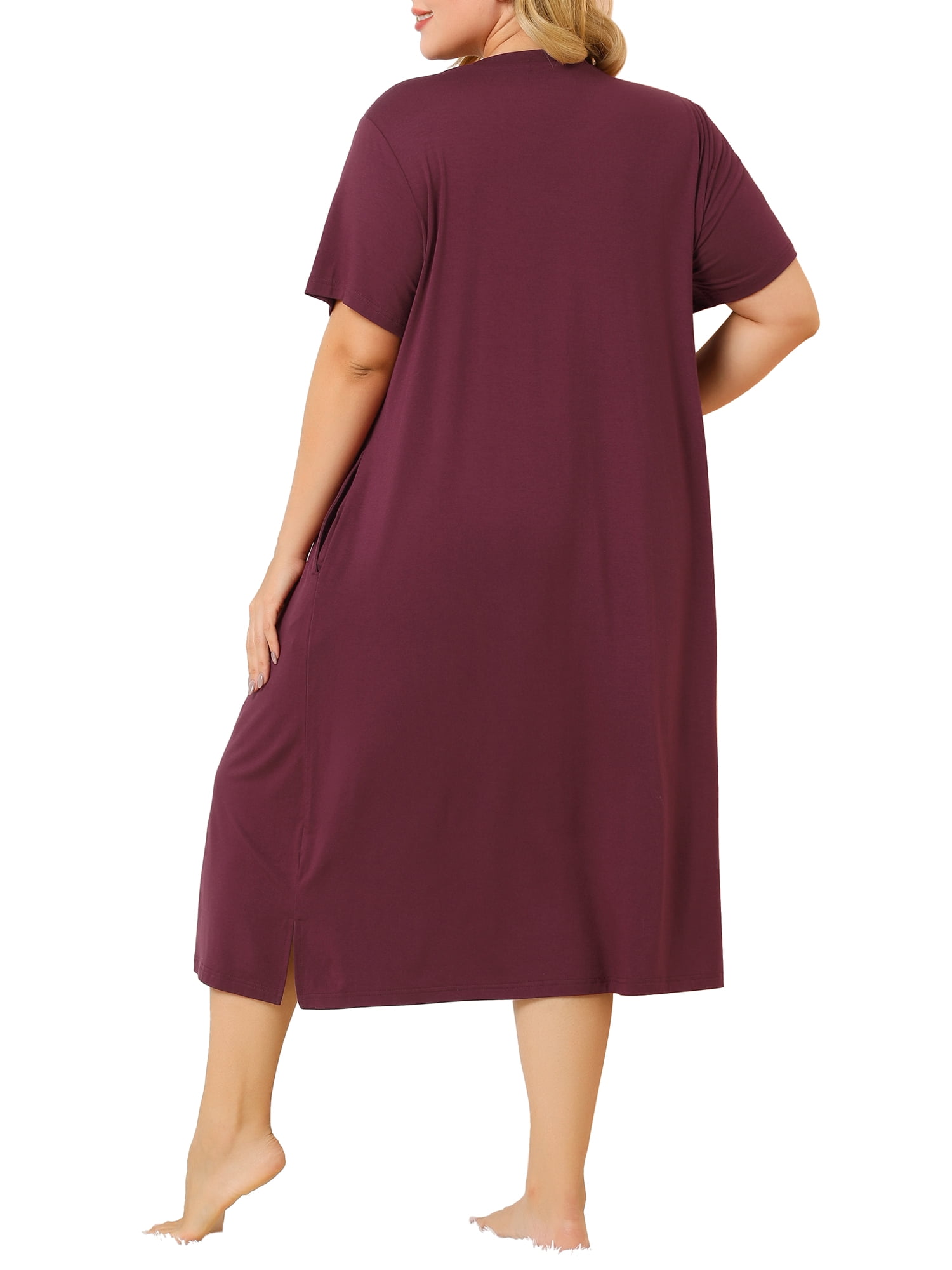 Unique Bargains Women's Plus Nightgown Short Sleeve Cat Print Nightshirt