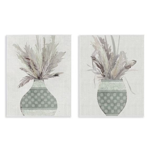 Stupell Industries Boho Rustic Plant Vases Plants & Flowers Painting Unframed Art Print Wall Art, 11 x 14, Set of 2