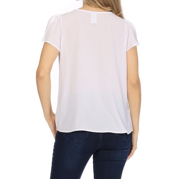 Tops | Pleated Cape Sleeve Plunge Neck Top-844975