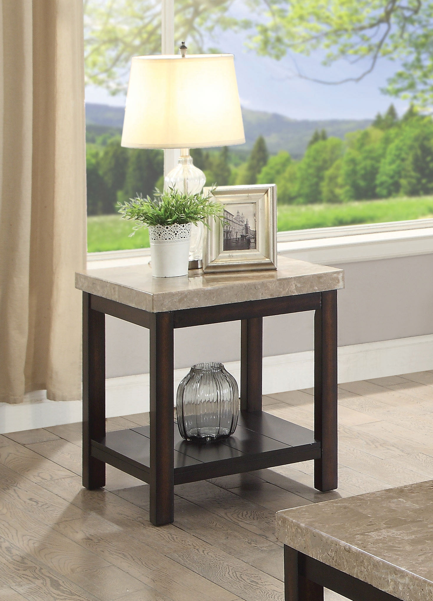 Furniture of America Denver Transitional End Table, Dark Walnut and