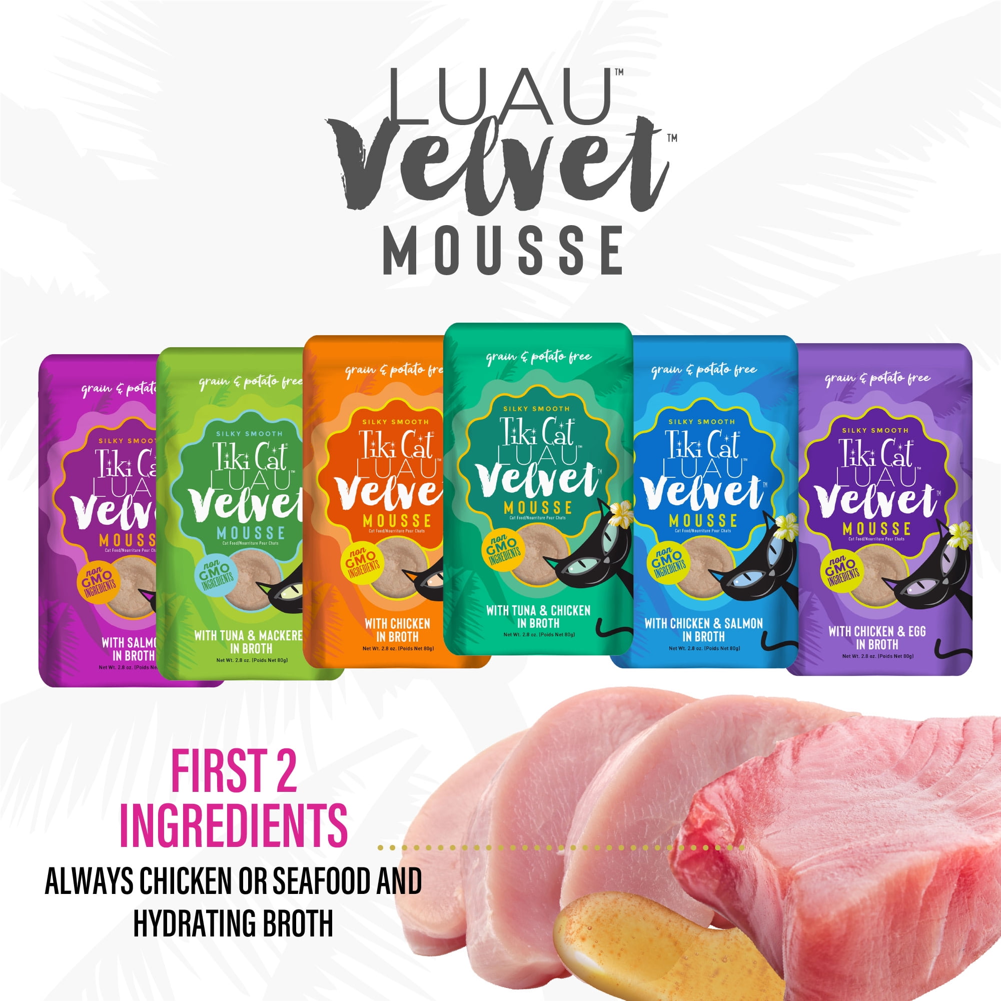 Tiki Pets Luau Assorted Wet Dry Cat Food Grain-Free, 33.6 oz Pouch, Box