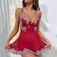thumbnail image 2 of Gibobby Lencería de encaje Día de San Valentín Camisón de encaje en contraste Vestido sexy para dormir con escote en V profundo y espalda descubierta Ropa para dormir par(RD2, CH), 2 of 5