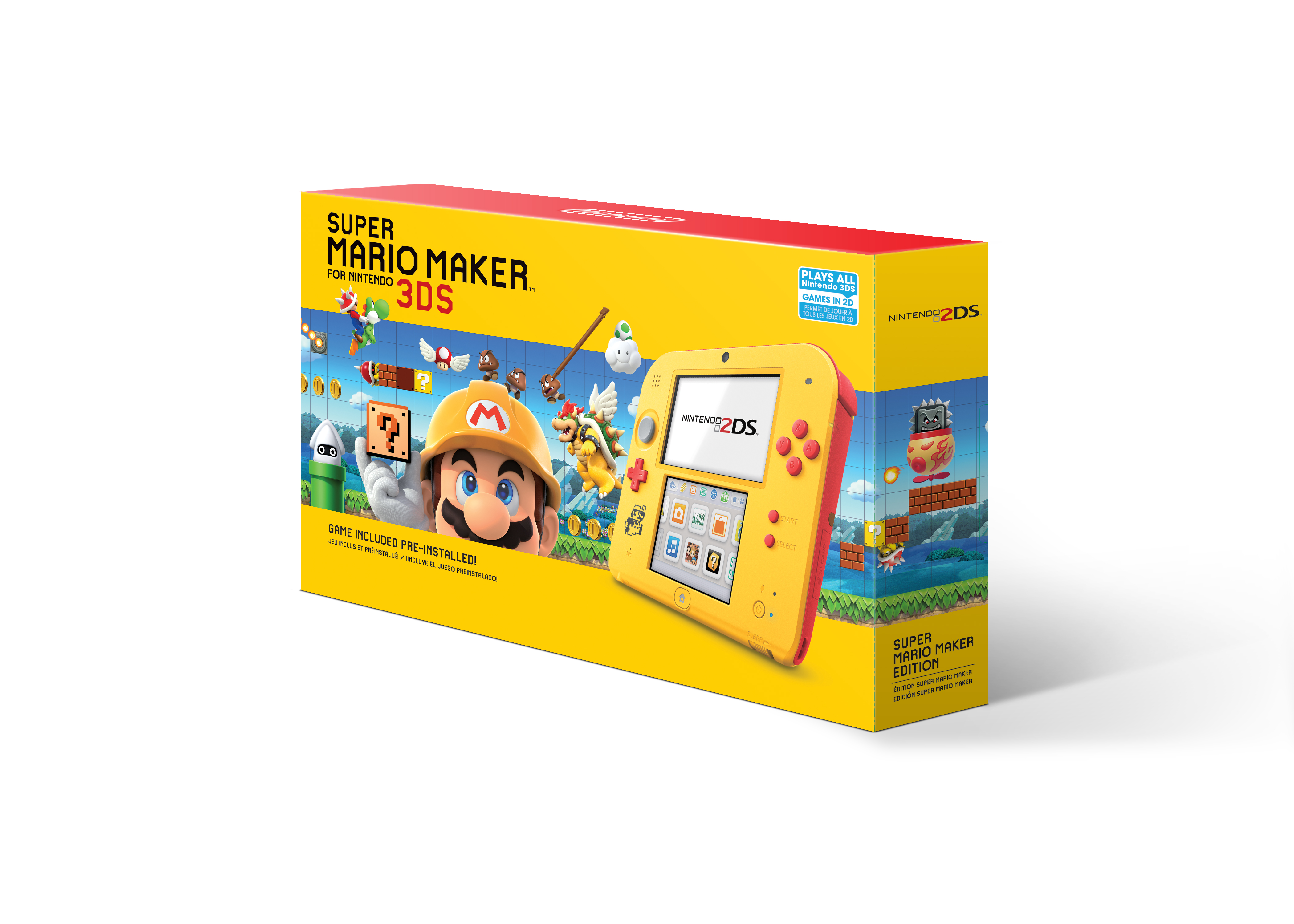 Nintendo 2DS System with Super Mario Maker (Pre-Installed), Yellow / Red, FTRSYBDW - image 2 of 7