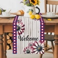 thumbnail image 3 of 4th of July Daisy Flower White Wood Table Runner 13x72in Non-Slip Cotton Linen Table Runners, Summer Floral Red Blue Grid Dresser Scarves TableRunner for Dinner Kitchen Dining Wedding Party, 3 of 9