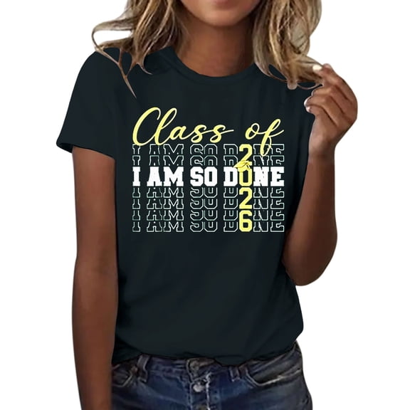 MEICHEN Graduation Gifts for Her: Class Of 2026 Senior 26 High School Graduation T Shirt Womens Spring Summer Tops