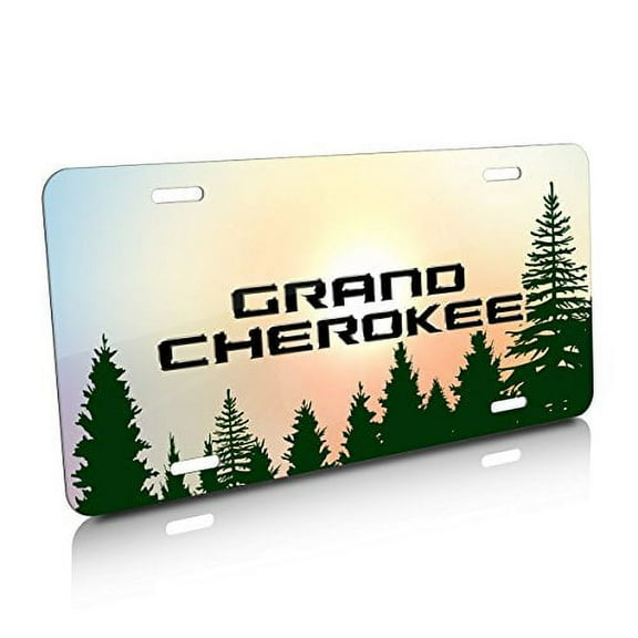 Jeep Grand Cherokee Green Forrest Sillhouette Graphic Special Aluminum Metal License Plate