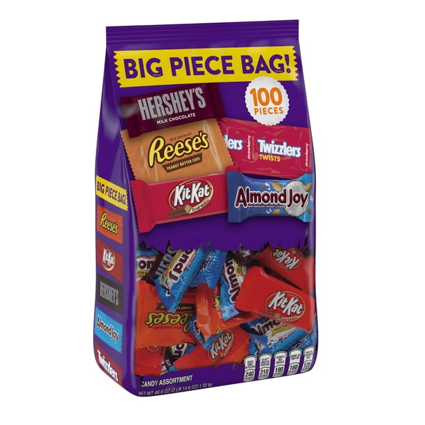 Hershey S Halloween Big Piece Assorted Variety Candy Pack 46 6 Oz 100 Count Walmart Com Walmart Com