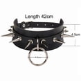 thumbnail image 2 of Mujeres Hombres Pu Cuero Spike Remache Stud Collar Gargantilla Grande O-Ring Punk Rock Gargantillas Góticas Cadena De Clavícula Ajustable Vogacara AP005980-00, 2 of 6