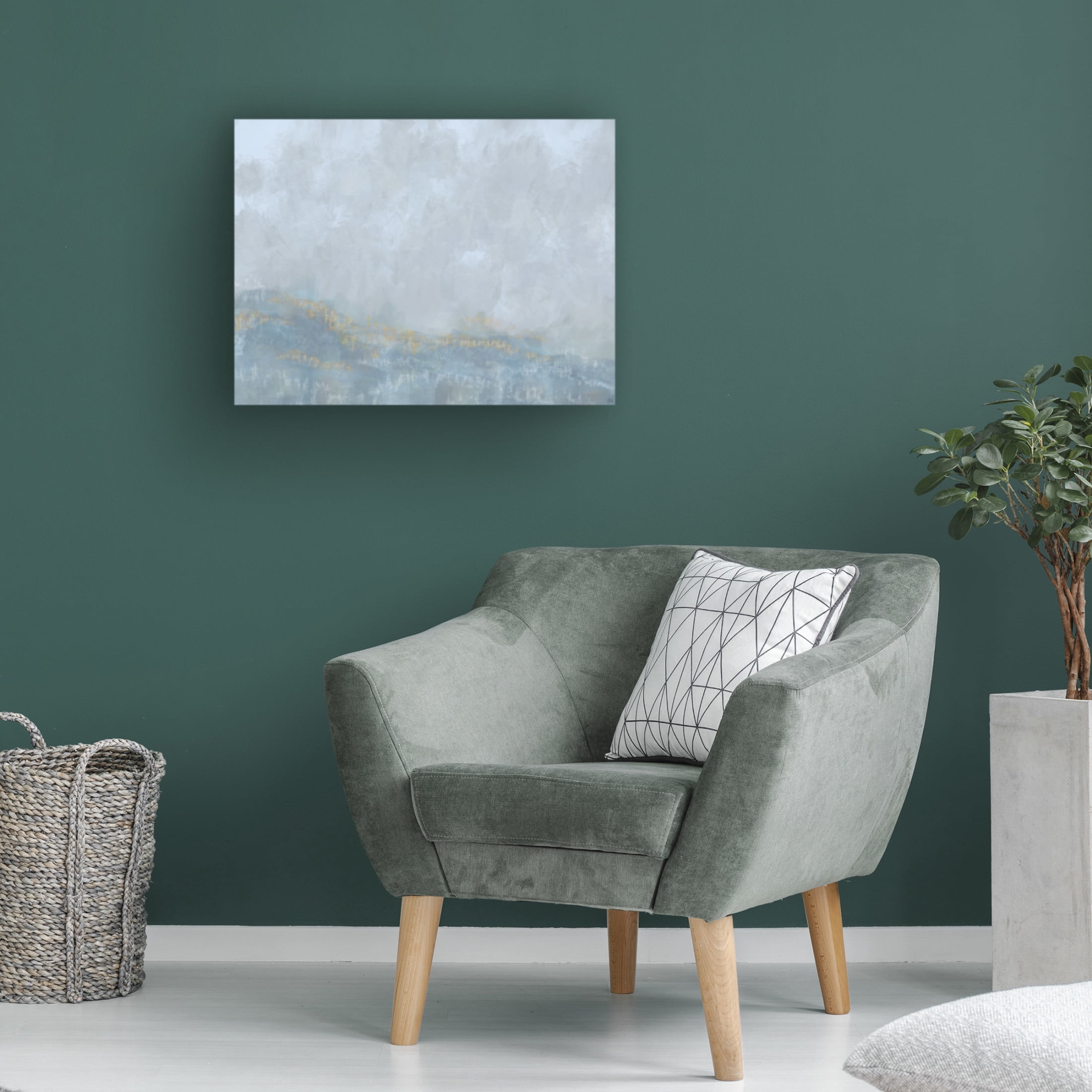 Canvas Wall Art - Line and Brush 'Big Brush Blue Hillside' Wall Art for Living Room, Bedroom, or Office Décor by Trademark Fine Art - 32 x 24 Inches