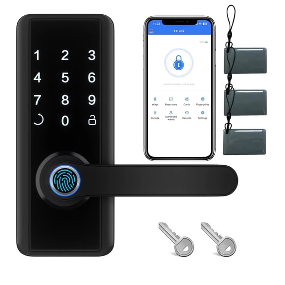 5 In 1 Full APP Control Fingerprint Door Lock With Reversible Handle Biometric Technology Storage Memory Function