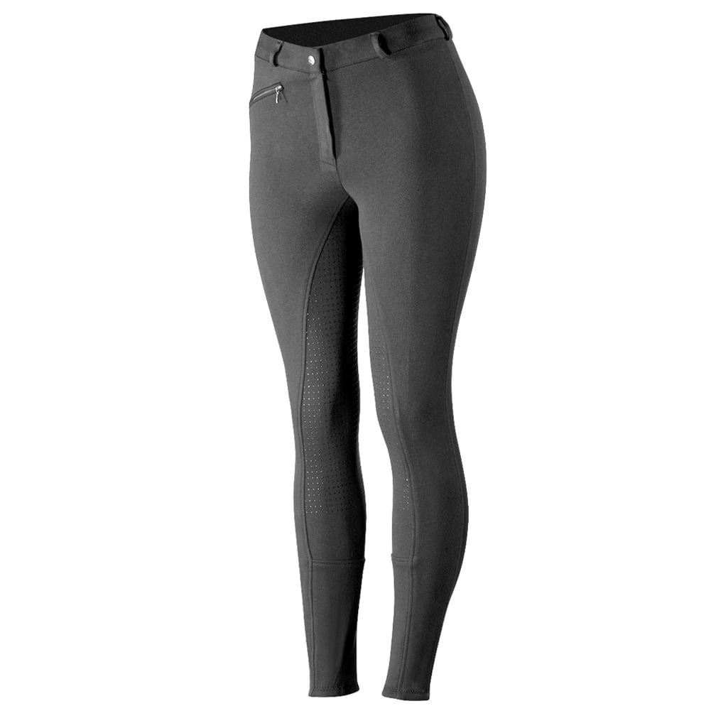 Horze Junior Active Silicone Grip Full Seat Riding Breeches With Zipper Pockets And Elastic Leg Bottom