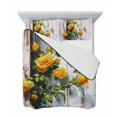 thumbnail image 7 of Quilts Twin-XL Size Bedding Set, Spring Floral Lightweight Quilted Comforter, Yellow Roses Flowers Leaves Farmhouse Wooden Soft Bedspread Coverlet with Pillow Covers for All Season, 68" x 98", 7 of 7