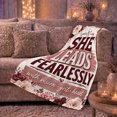 thumbnail image 6 of Inspirational She Leads Fearlessly Quote Wood Plank Background, Cozy Typography Art Scene, Warm Flannel Blanket for Living Room and Reading Nook, Art Lovers Appreciation Gift, Artistic Home Decor, 6 of 9