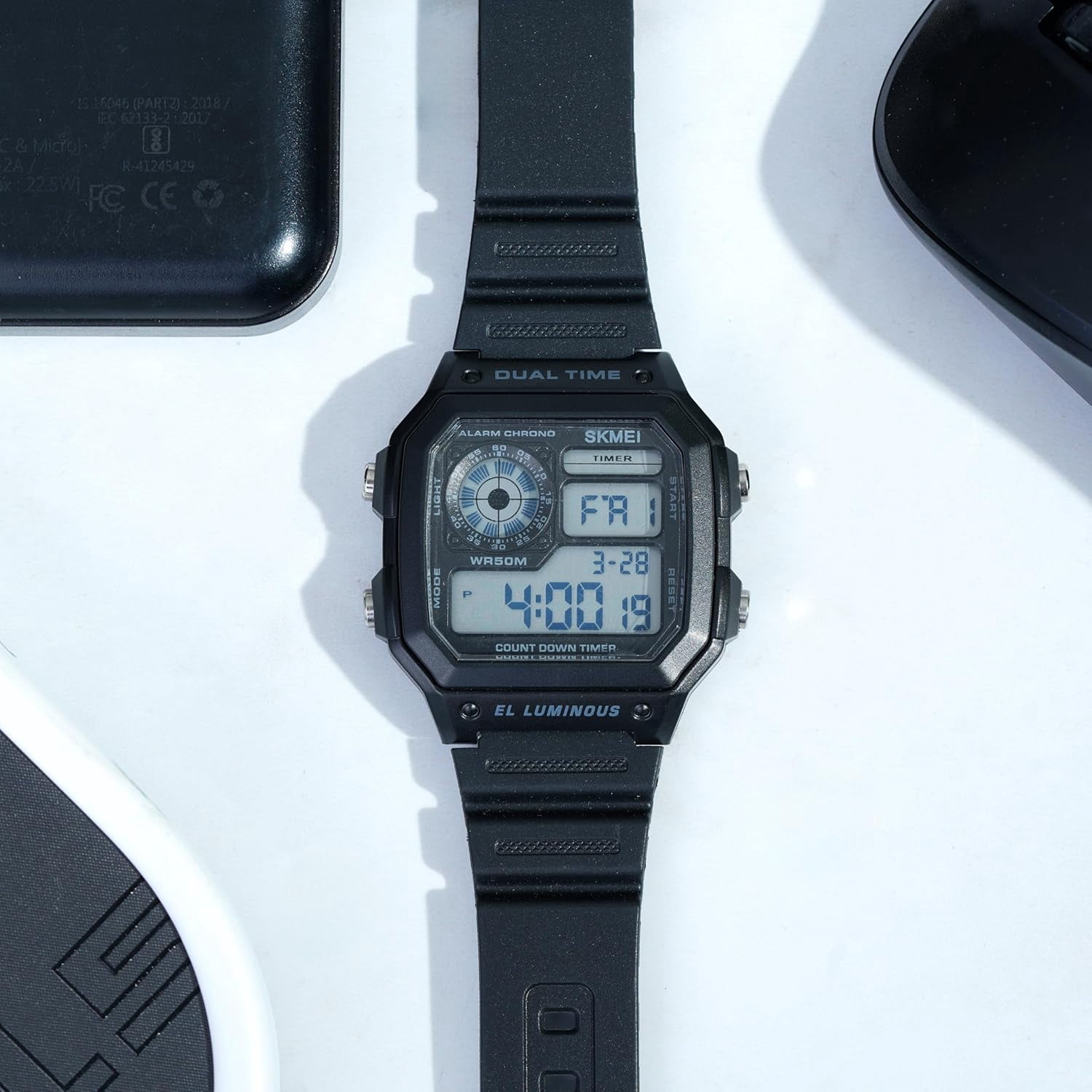 Wrist Watch for Men, Digital Sports Waterproof Watch with Dual Time Chronograph Countdown Alarm Backlight