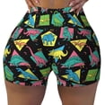 thumbnail image 2 of Lsque Geometric Dinosaur Pattern High Waisted Biker Shorts for Women-Tummy Control Fitness Athletic Workout Running Yoga Gym Shorts,Moisture-Wicking-Large, 2 of 9