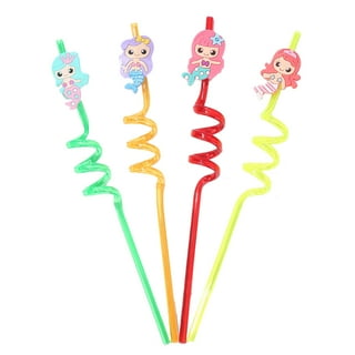 12pcs Unicorn Spiral Straws Creative PVC Decorative Drinking Straws Party  Supplies (Blue + Yellow + Red)