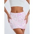 thumbnail image 5 of Cenuakty Women's Sparkle Sequin Skirt Glitter Mini Skirt Belly Dance Short Skirt Clubwear Festival Costume, 5 of 9