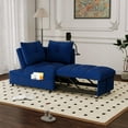 thumbnail image 3 of Leumius Folding Sofa Bed, 3 Lengths Available, Modern Sofa Velvet Pull-Out Bed, Loveseat with Adjustable Backrest, USB Port and Rotating Phone Holder, Blue., 3 of 8