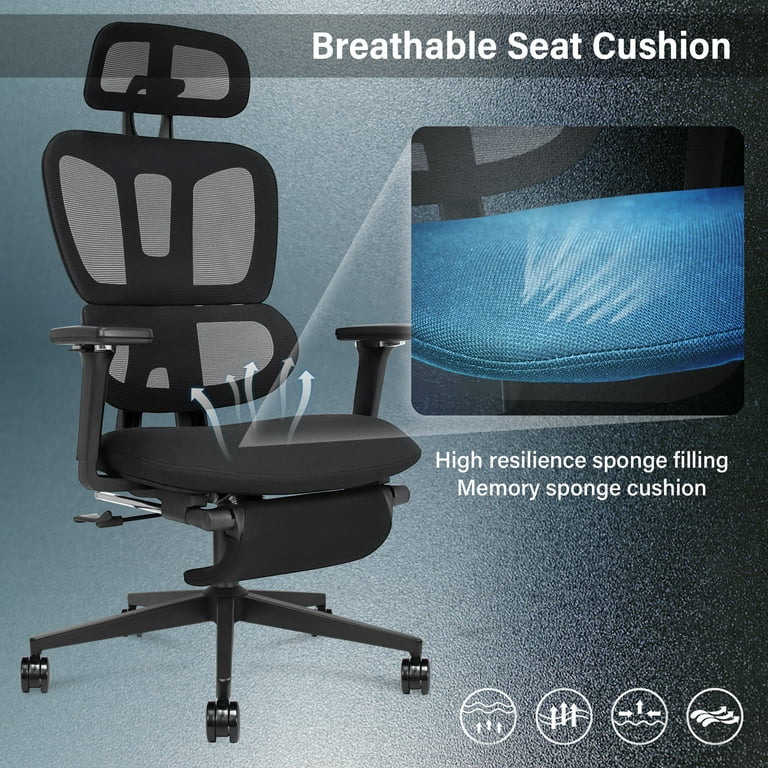 Dropship Ergonomic Office Desk Chair,Mesh High Back Computer Chair With  Adjustable 3D Headrest & Lumbar Support & Flip-Up Arms  Executive/Home/Study/Work Office Desk Chairs With Wheels to Sell Online at  a Lower Price