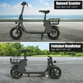 thumbnail image 5 of Lohoms Updated 450W Foldable Electric Scooters Bike, Adult Electric Moped Commuter Ebike Biycle Waterproof E-Scooter With Seat Basket 12 in Off-Road Tires,Black, 5 of 10