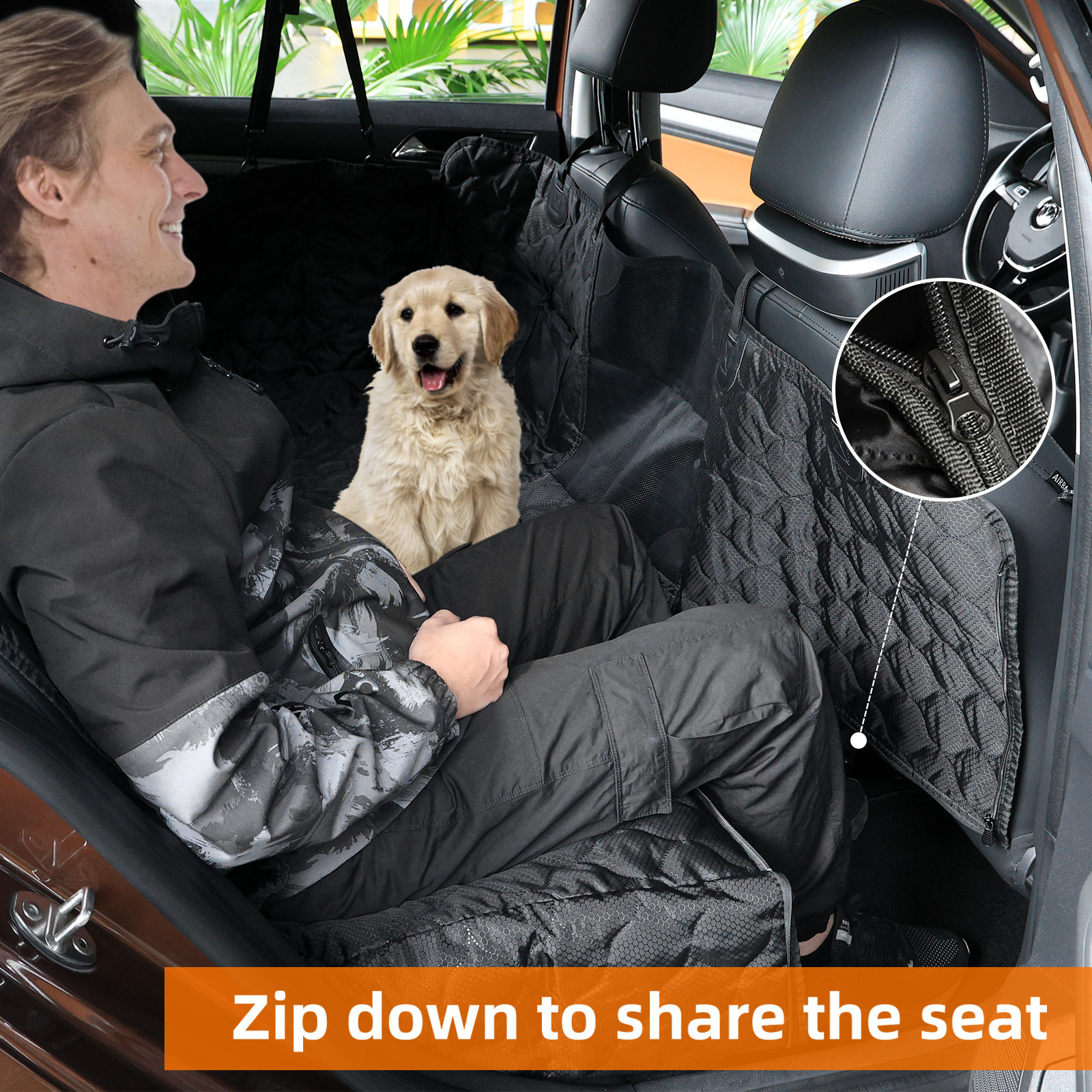 Smatto Dog Car Seat Cover with Mesh Window, Black photo 8