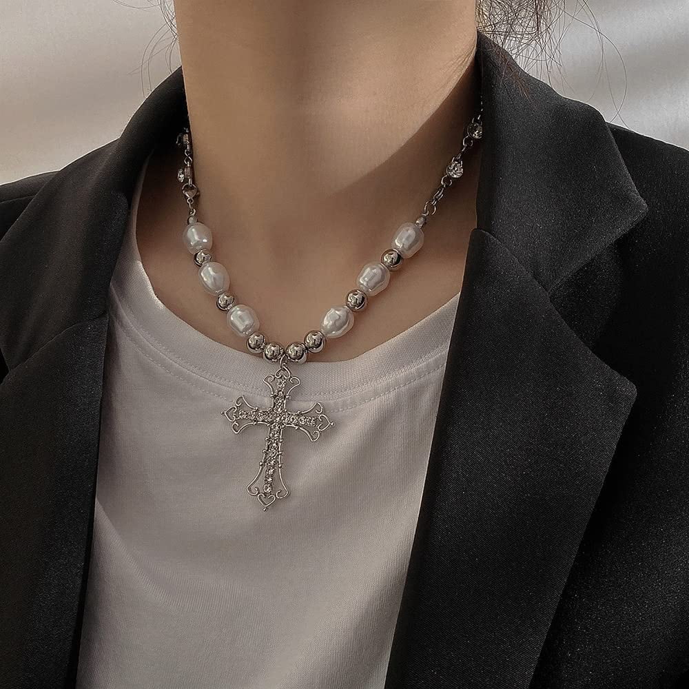 Y2K Heavy Industry Cross Necklace Millennial Hot Girl Sweet Cool Subculture  Punk Goth Niche Design Men